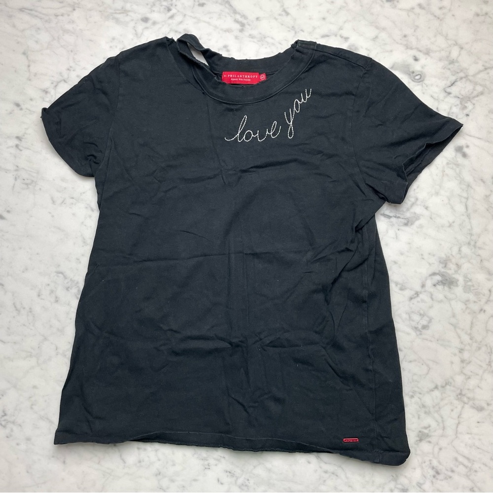 n:PHILANTHROPY love you Short Sleeve Cut-out T-Shirt